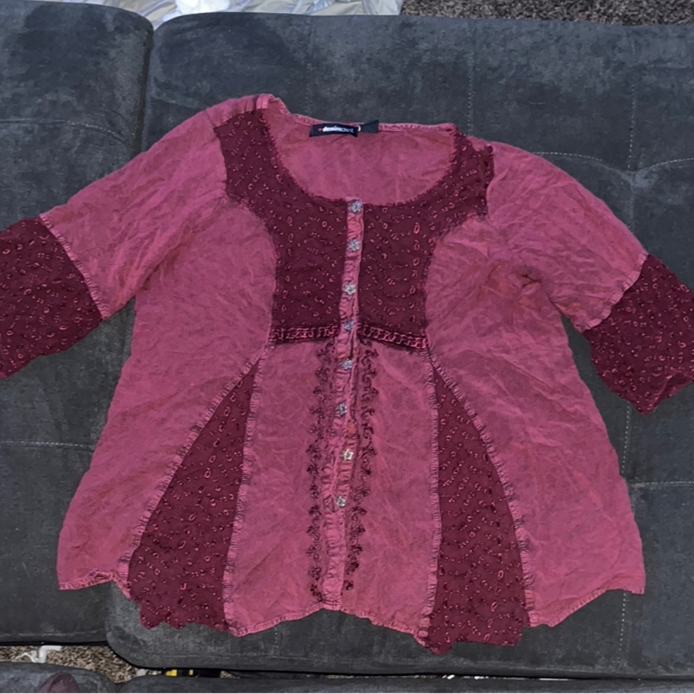 Denim 24/7 Burgundy Top